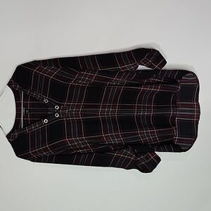 Le Chateau small purple and black plaid long sleeve blouse